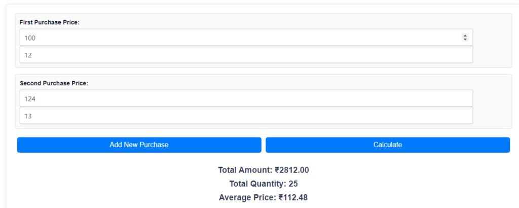 Average Share Price Calculator
